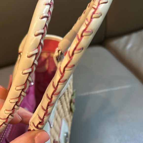 Vintage Y2K Rare Coach straw leather floral hand bag. Pristine condition - Picture 5 of 6